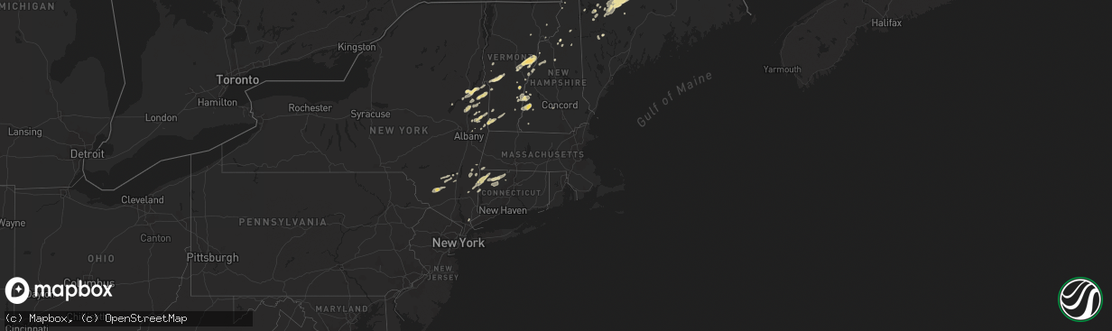 Hail map in Connecticut on June 2, 2013