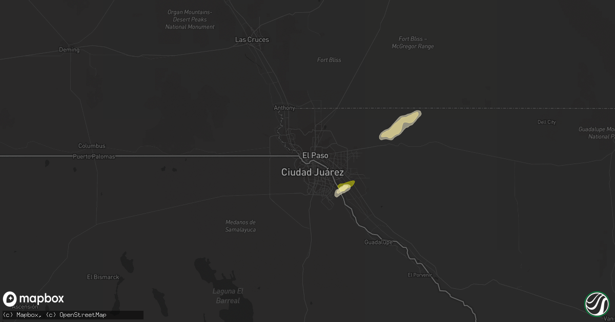Hail map in El Paso, TX on June 2, 2013