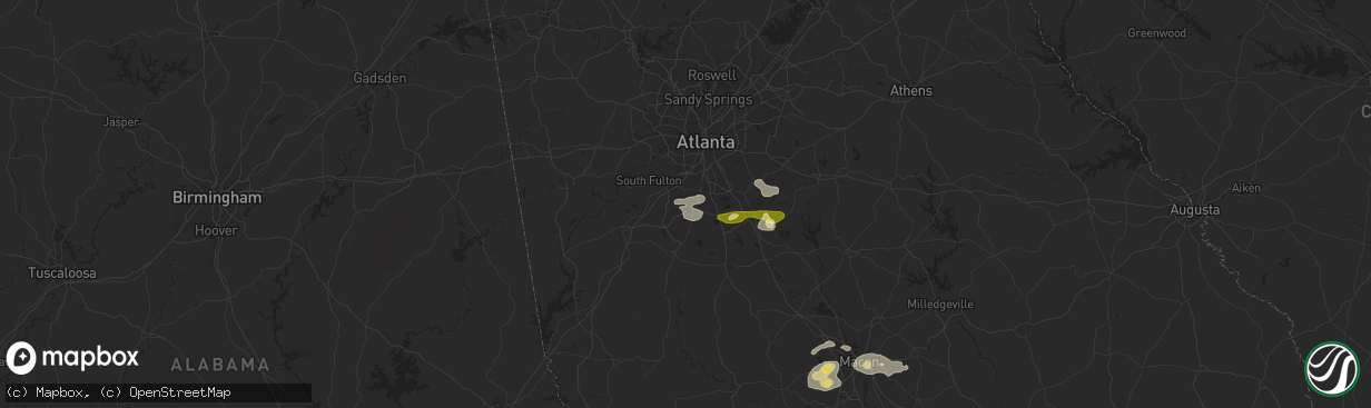 Hail map in Fayetteville, GA on June 2, 2013