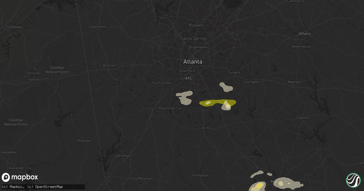 Hail map in Fayetteville, GA on June 2, 2013