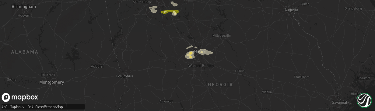 Hail map in Lizella, GA on June 2, 2013