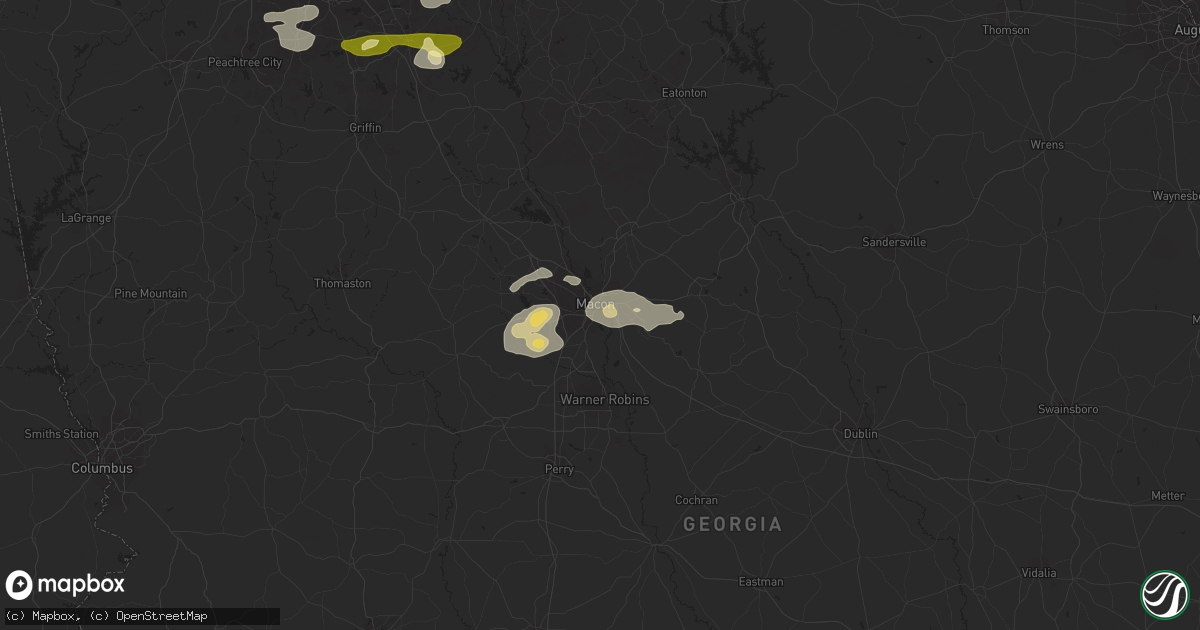 Hail map in Macon, GA on June 2, 2013