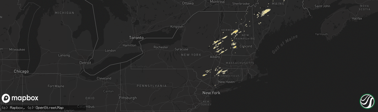 Hail map in New York on June 2, 2013