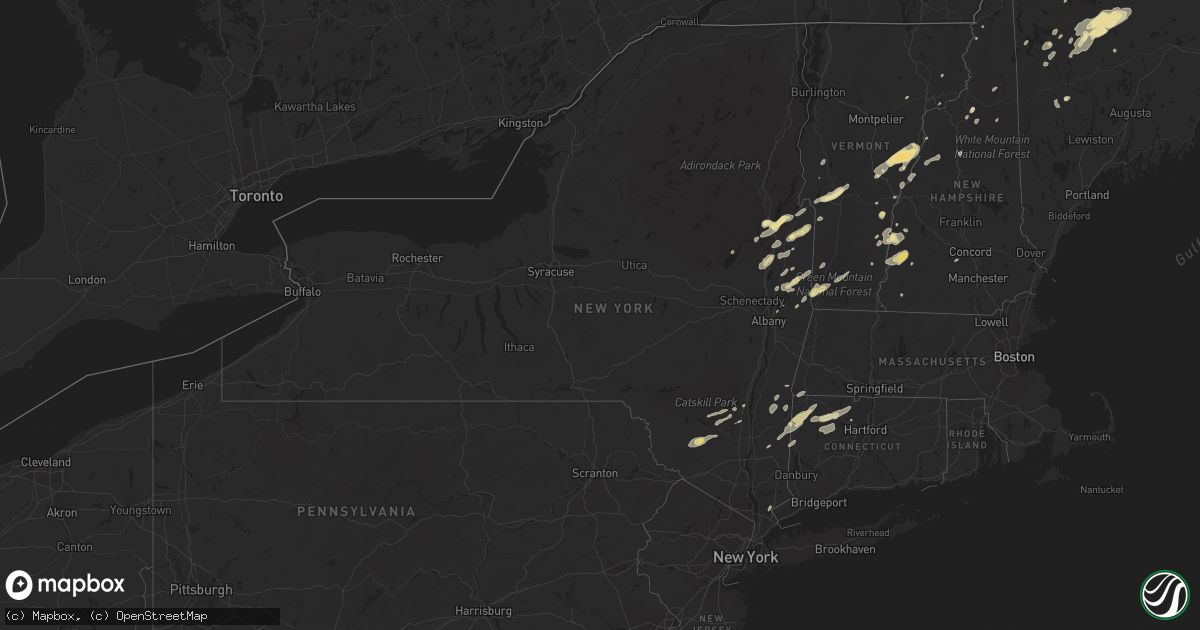 Hail map in New York on June 2, 2013