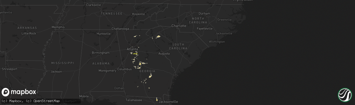 Hail map in South Carolina on June 2, 2013