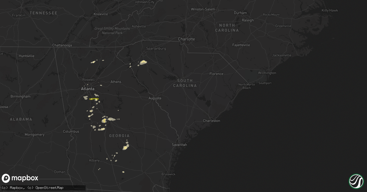 Hail map in South Carolina on June 2, 2013