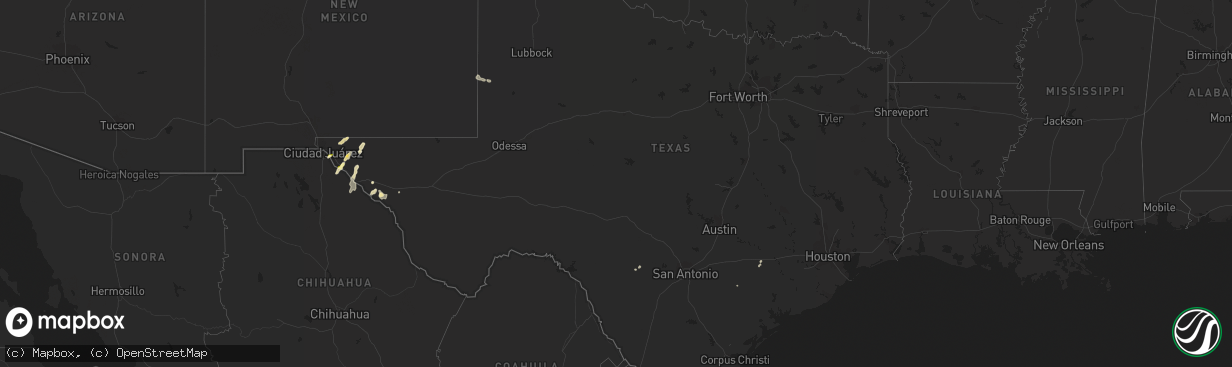 Hail map in Texas on June 2, 2013