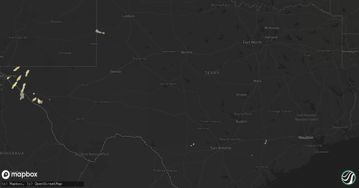 Hail map in Texas on June 2, 2013