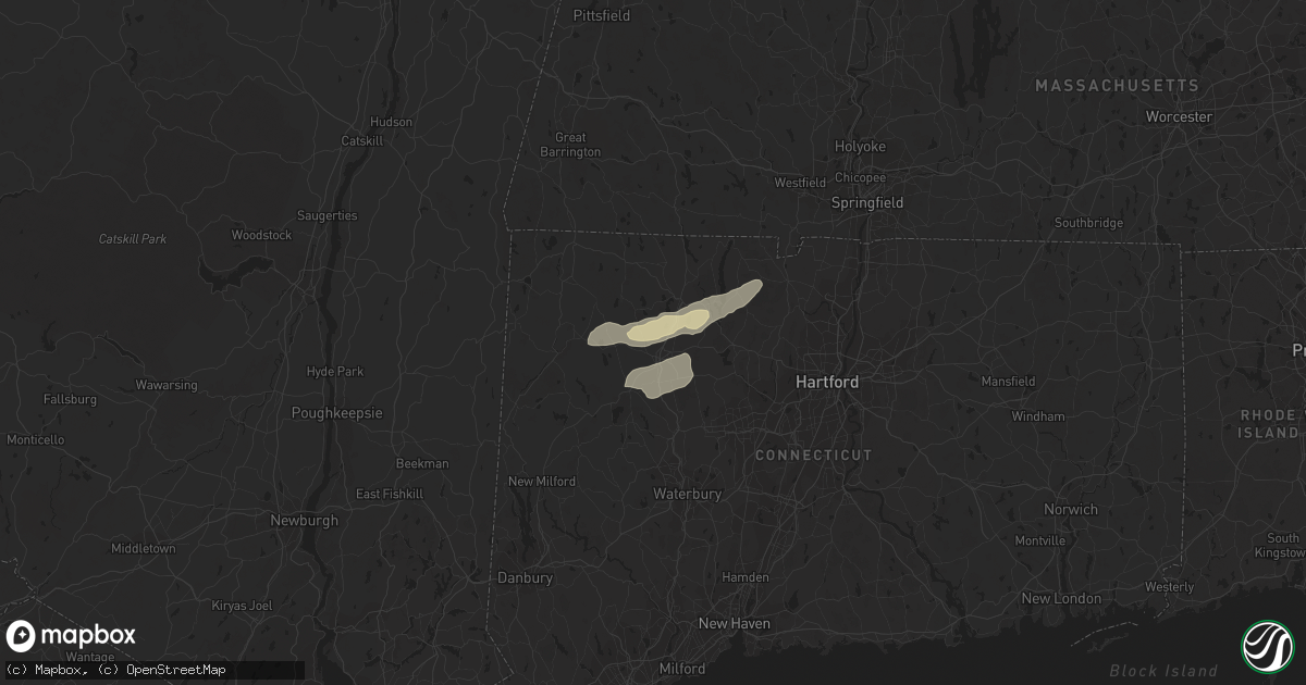 Hail map in Torrington, CT on June 2, 2013