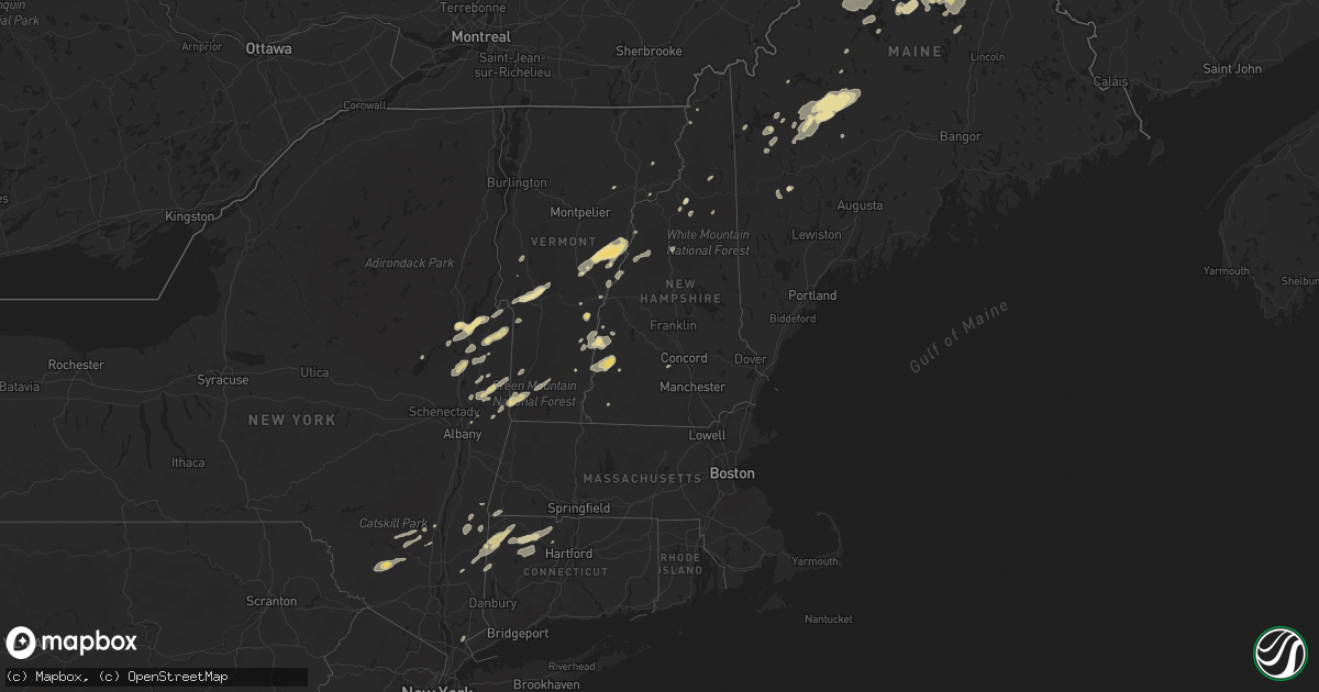 Hail map in Vermont on June 2, 2013