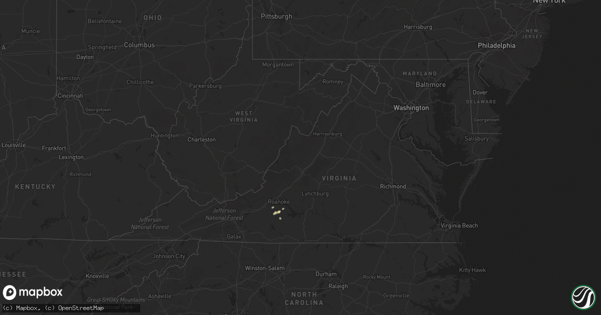 Hail map in Virginia on June 2, 2013