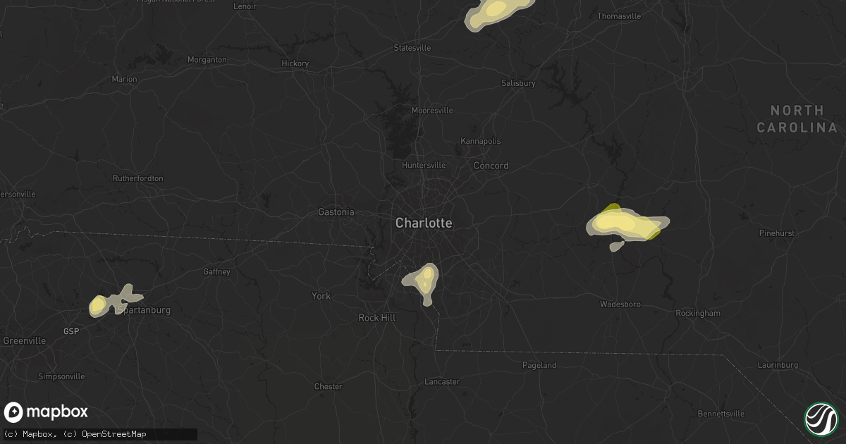 Hail map in Charlotte, NC on June 2, 2015