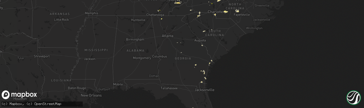 Hail map in Georgia on June 2, 2015