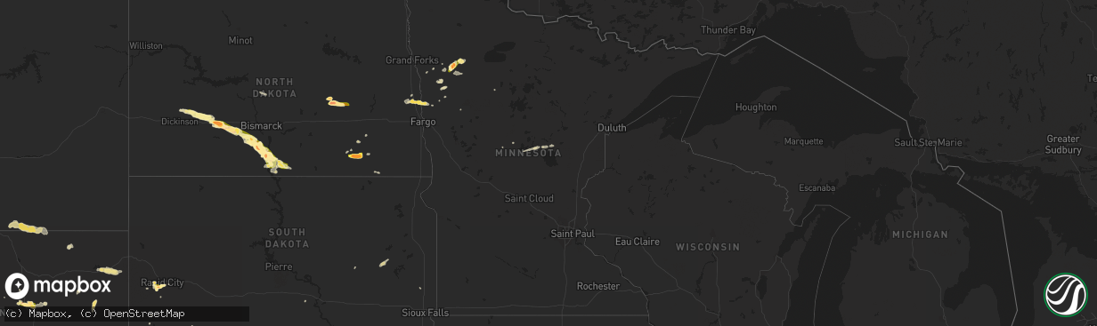 Hail map in Minnesota on June 2, 2015