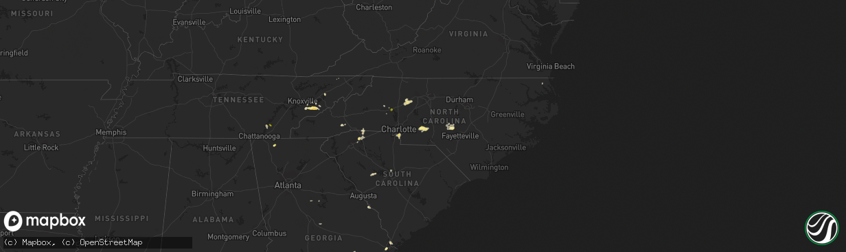 Hail map in North Carolina on June 2, 2015