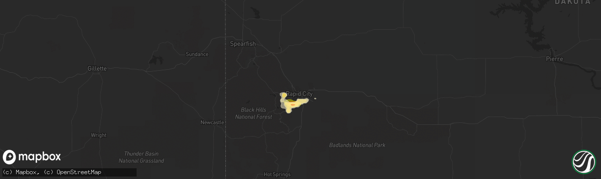 Hail map in Rapid City, SD on June 2, 2015