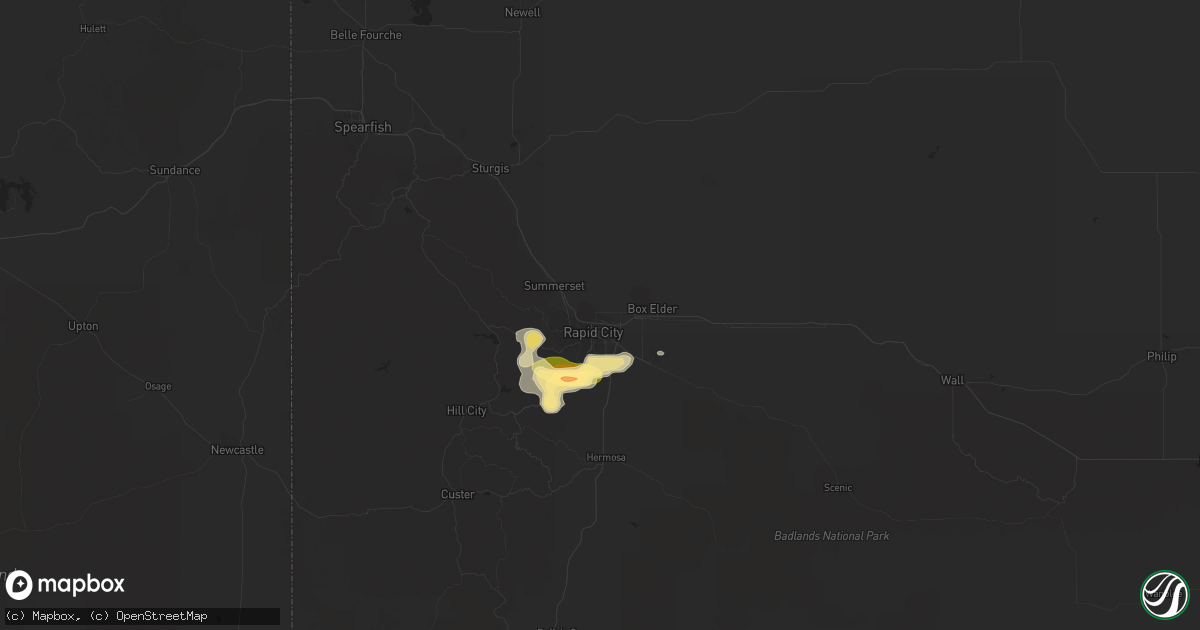 Hail map in Rapid City, SD on June 2, 2015