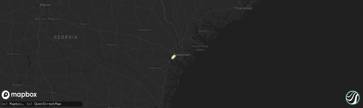 Hail map in Savannah, GA on June 2, 2015