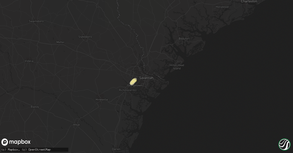 Hail map in Savannah, GA on June 2, 2015