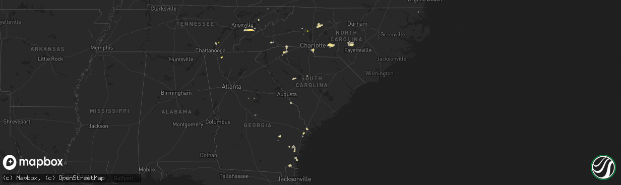 Hail map in South Carolina on June 2, 2015