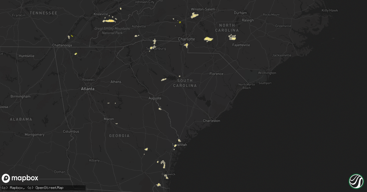 Hail map in South Carolina on June 2, 2015