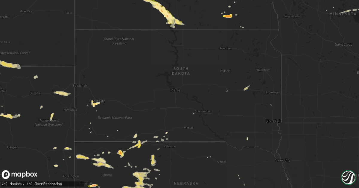 Hail map in South Dakota on June 2, 2015