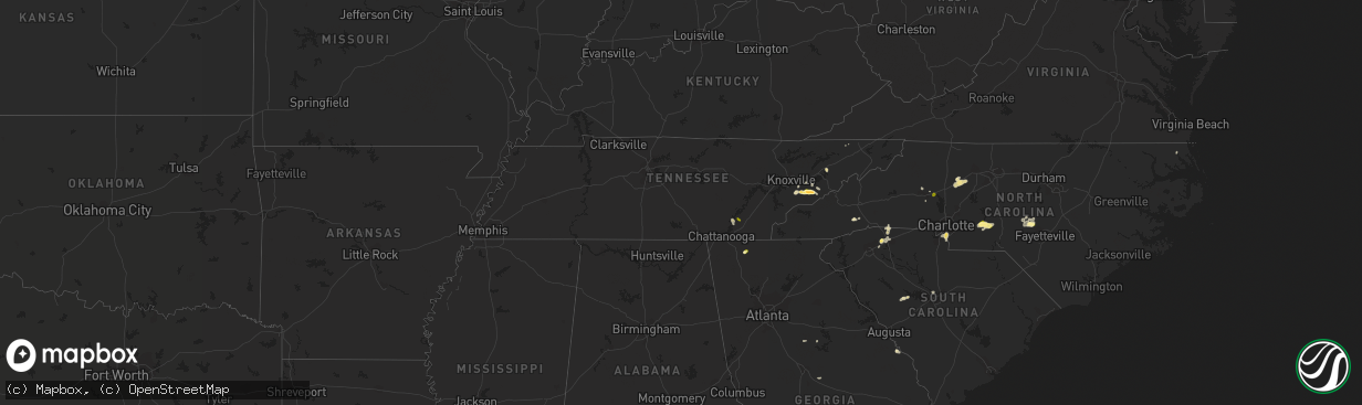 Hail map in Tennessee on June 2, 2015