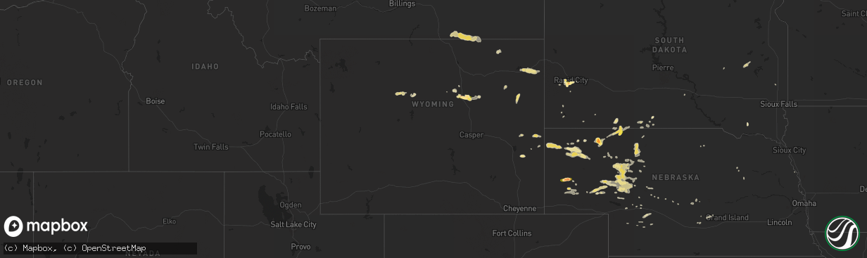 Hail map in Wyoming on June 2, 2015