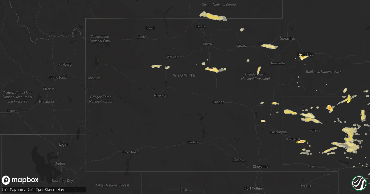 Hail map in Wyoming on June 2, 2015