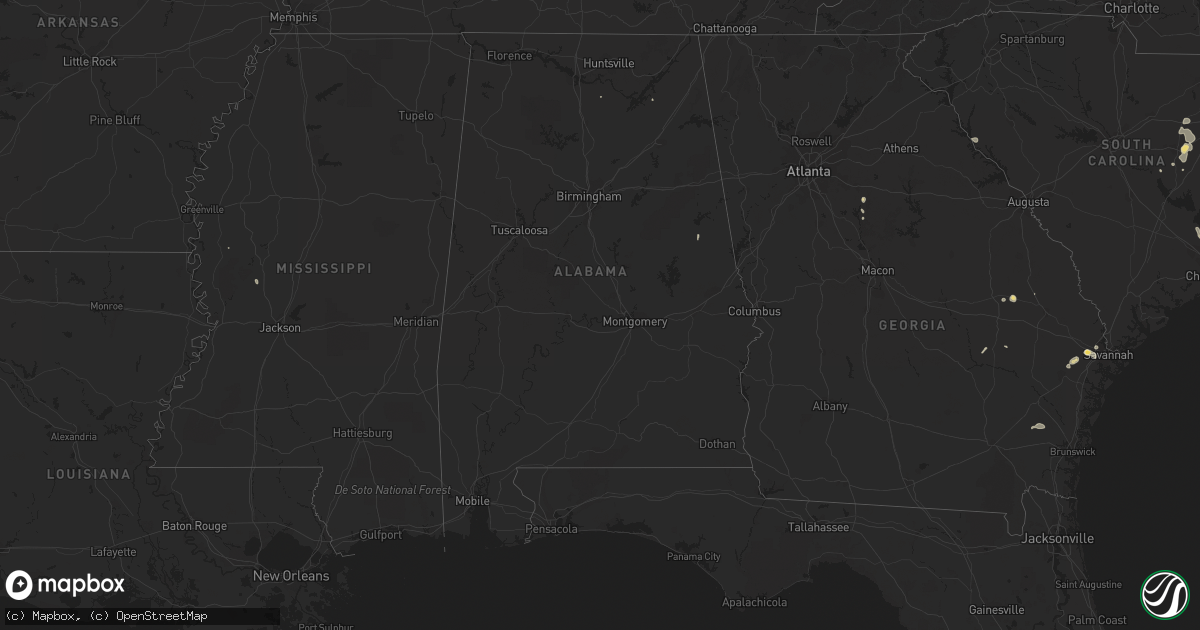 Hail map in Alabama on June 2, 2016