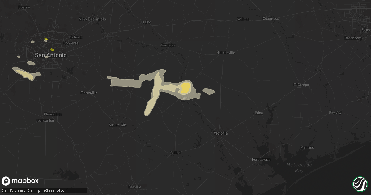 Hail map in Cuero, TX on June 2, 2016