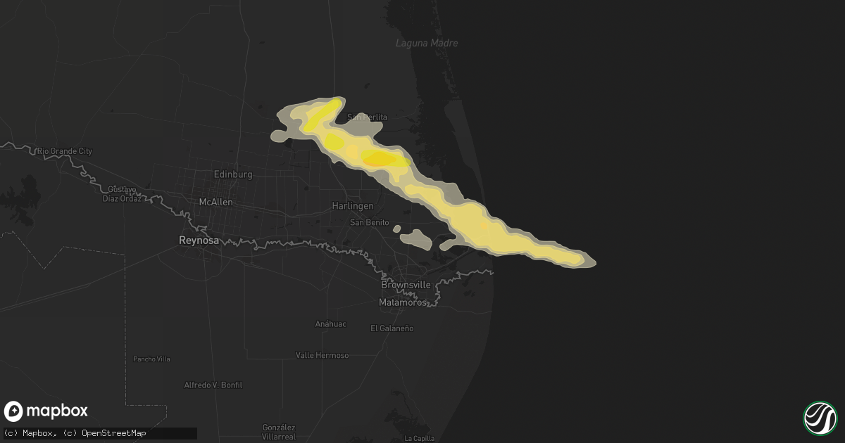 Hail map in Los Fresnos, TX on June 2, 2016