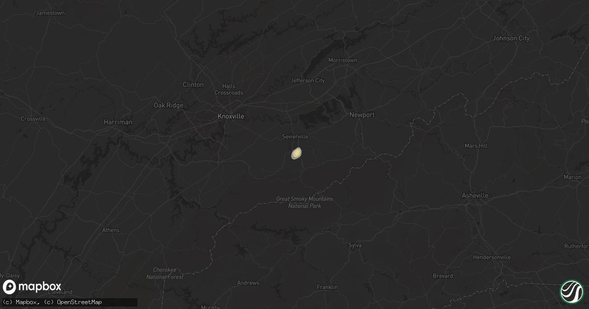 Hail map in Pigeon Forge, TN on June 2, 2016