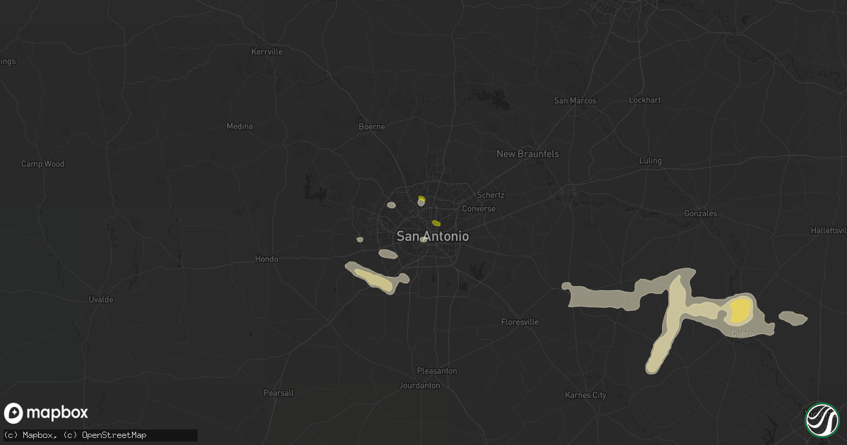 Hail map in San Antonio, TX on June 2, 2016
