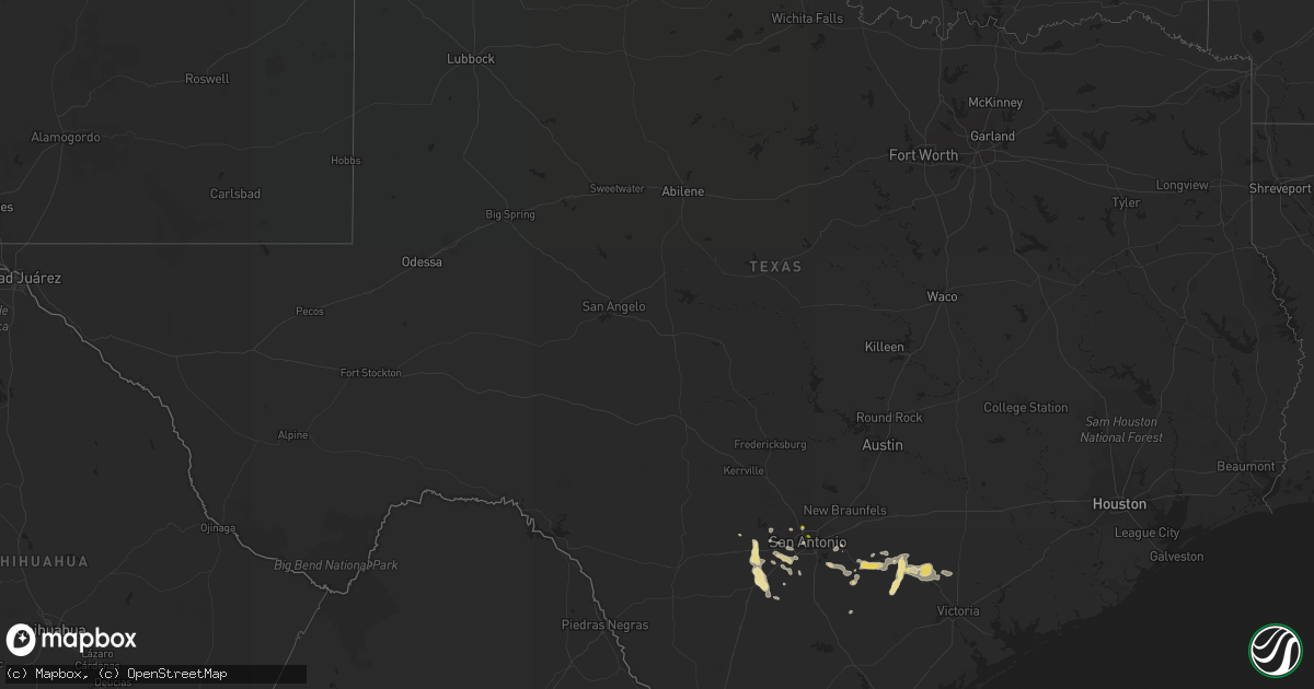 Hail map in Texas on June 2, 2016