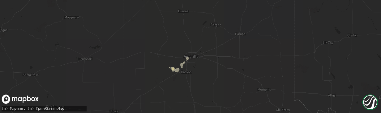 Hail map in Amarillo, TX on June 2, 2017