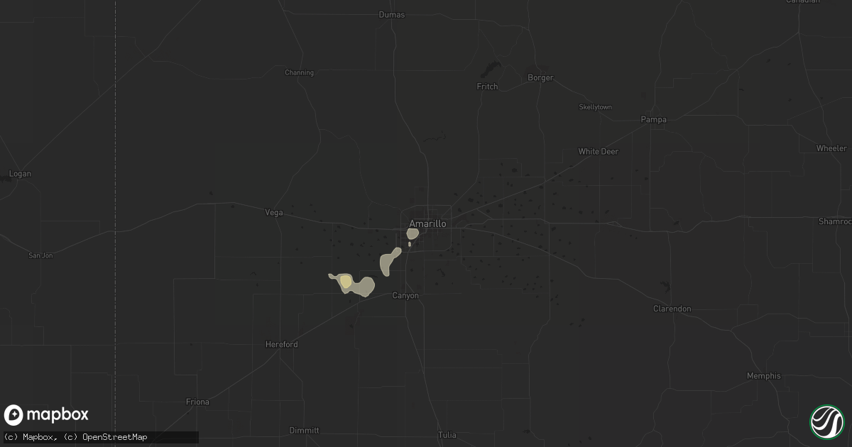 Hail map in Amarillo, TX on June 2, 2017