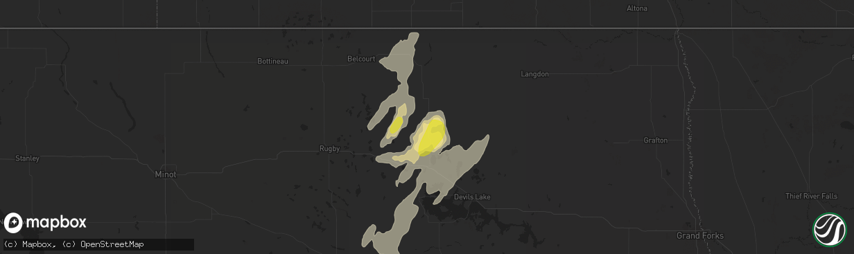 Hail map in Cando, ND on June 2, 2017