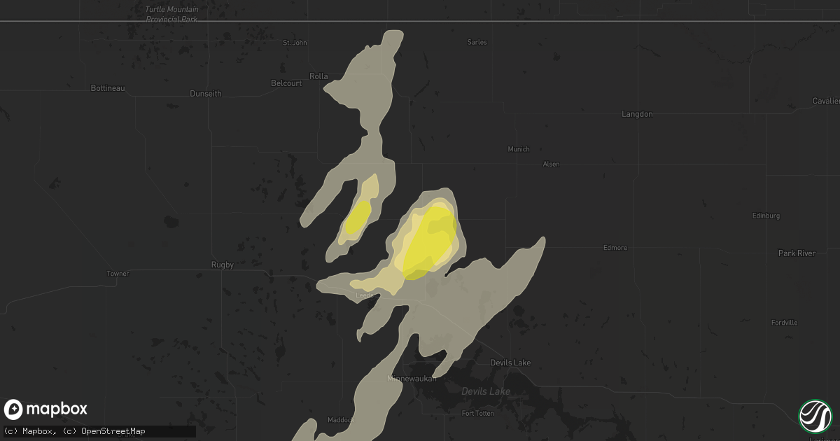 Hail map in Cando, ND on June 2, 2017