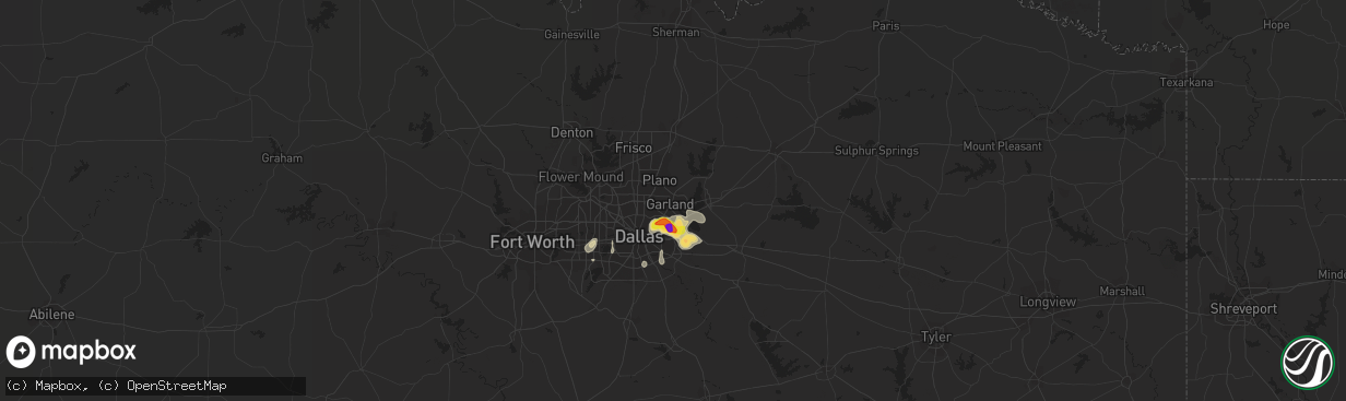 Hail map in Garland, TX on June 2, 2017