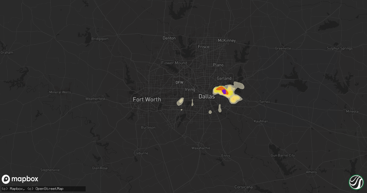 Hail map in Grand Prairie, TX on June 2, 2017
