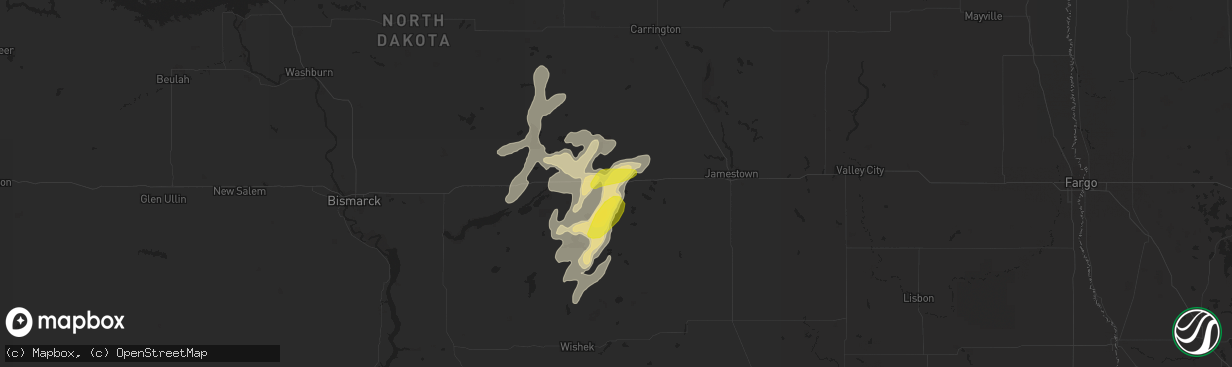 Hail map in Medina, ND on June 2, 2017