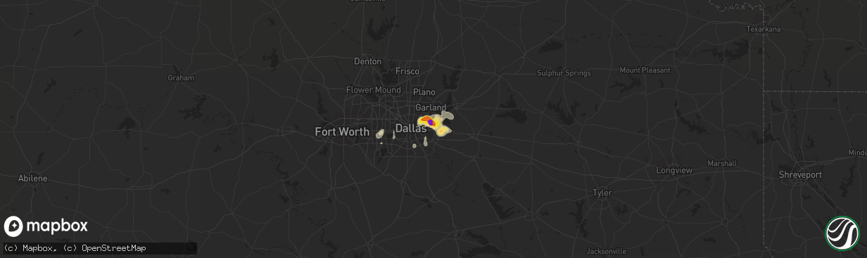 Hail map in Mesquite, TX on June 2, 2017