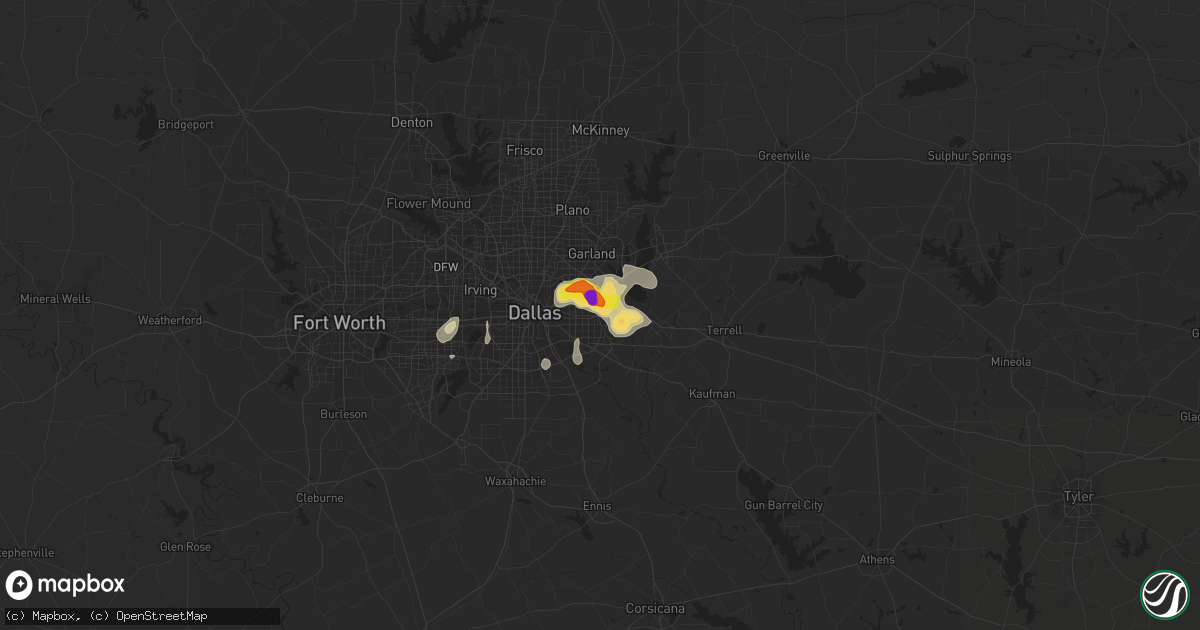 Hail map in Mesquite, TX on June 2, 2017