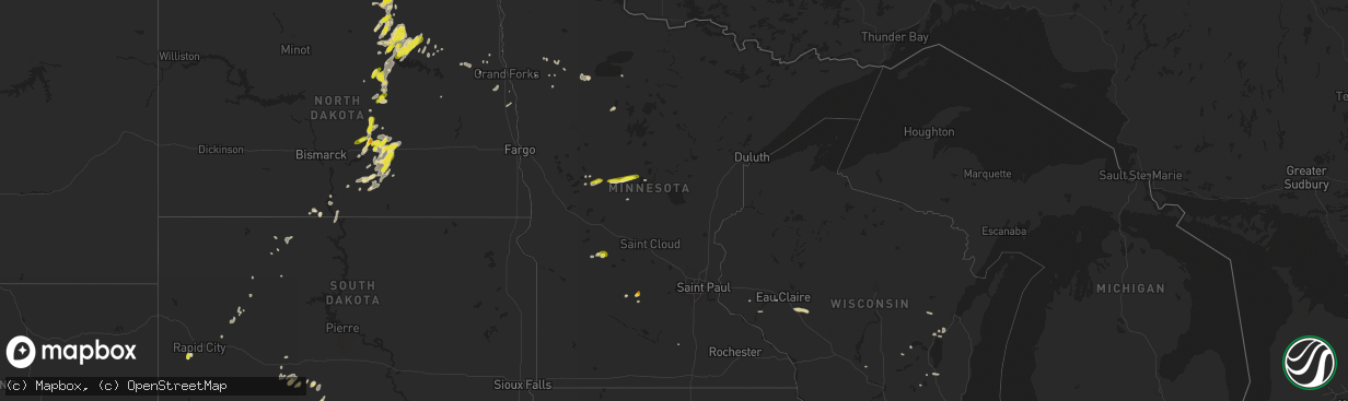 Hail map in Minnesota on June 2, 2017