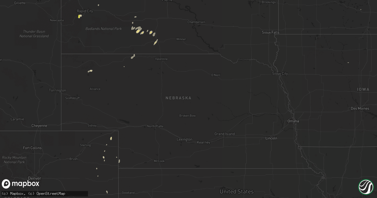 Hail map in Nebraska on June 2, 2017