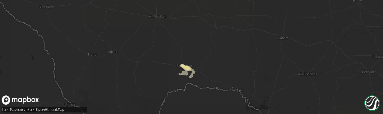 Hail map in Sanderson, TX on June 2, 2017