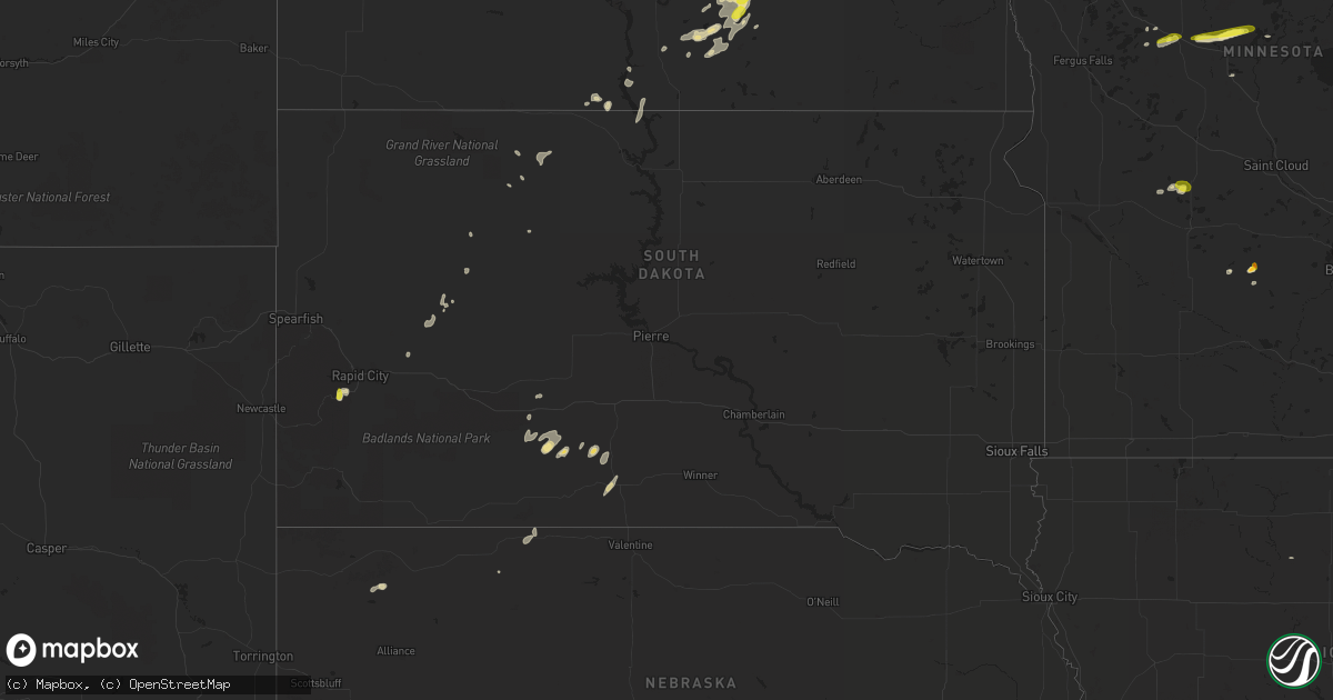Hail map in South Dakota on June 2, 2017