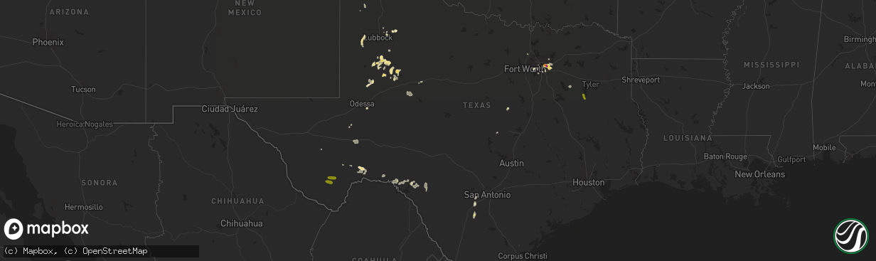 Hail map in Texas on June 2, 2017