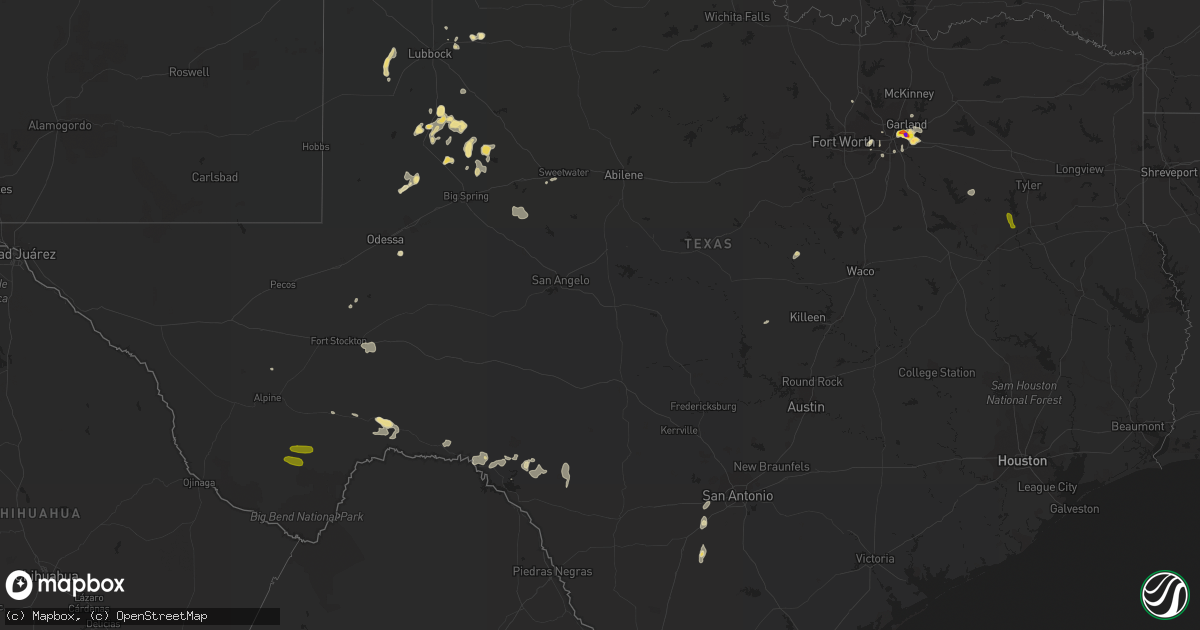 Hail map in Texas on June 2, 2017